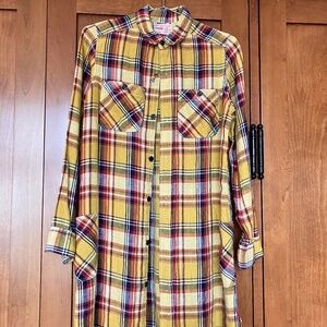 Beautiful Plaid "Denim Dungaree" Linen Dress